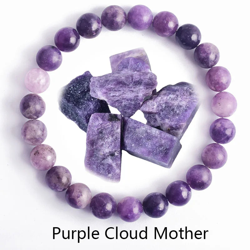 ✨ Natural Stone Protection Bracelet – Dragon Blood Beads, Quartz & Onyx Stretch Jewelry for Men & Women – Healing Reiki & Yoga Energy Bracelet 22 Purple Cloud