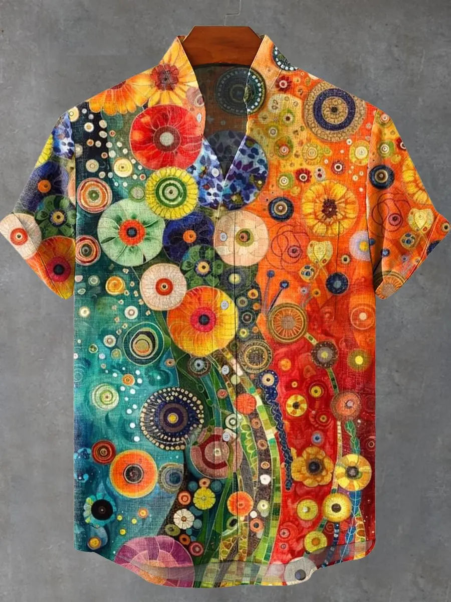 ⛩️ The Zen-Art Heritage Edition: Premium Men’s Japanese Retro Linen Shirt – High-Definition Artistic Graphic Print, Breathable Organic Cotton-Linen Blend, and Sophisticated Luxury Button-Down SFQQQD2335