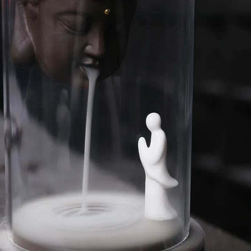 Buddhist Monk Incense Burner – Zen Ceramic Backflow Aromatherapy Holder for Home & Meditation