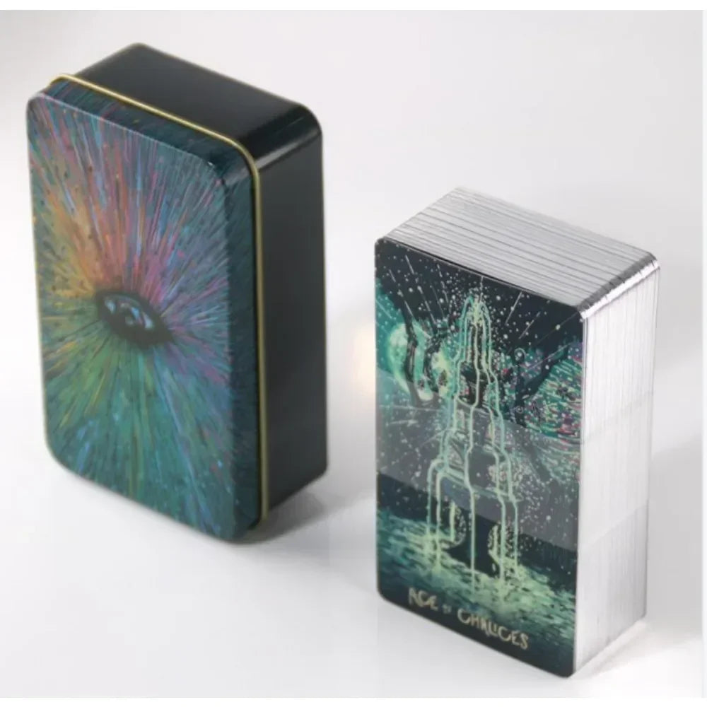 Wondering Spirit Tarot Deck – 78 Gold-Edged Cards in Durable Tin Box Olive