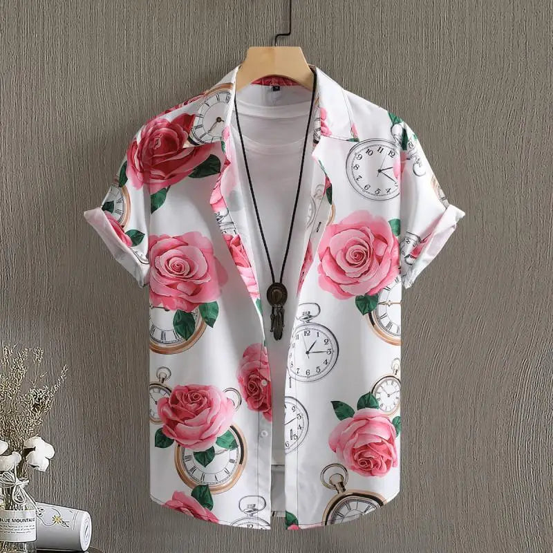 🏝️ The Harajuku-Hibiscus Y2K Masterpiece: Premium Men's Luxury Hawaiian Shirt – Retro Floral Graphic Print, Breathable Short-Sleeve Casual Top, and Signature Harajuku Oversized Silhouette