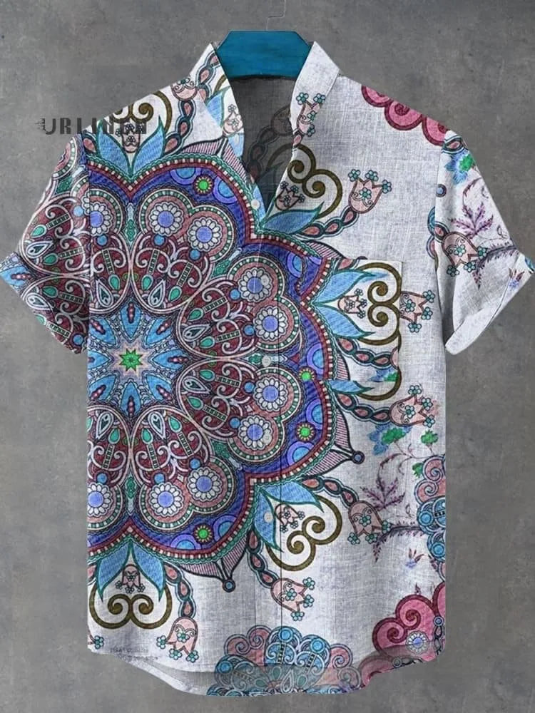 🌍 The Ancestral Modesty Heritage Edition: Premium Men’s Retro African Tribal Totem Shirt – High-Definition Digital Print, Breathable Organic Cotton-Linen Blend, and Sophisticated Modest Street-Trend Silhouette SFQQQD1229