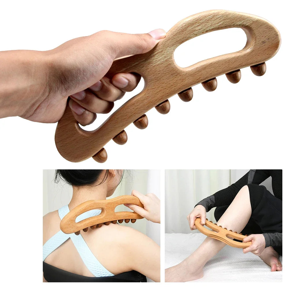 Wooden Trigger Point Massage Brush – Wood Therapy Tool for Cellulite Reduction, Lymphatic Drainage & Body Sculpting﻿