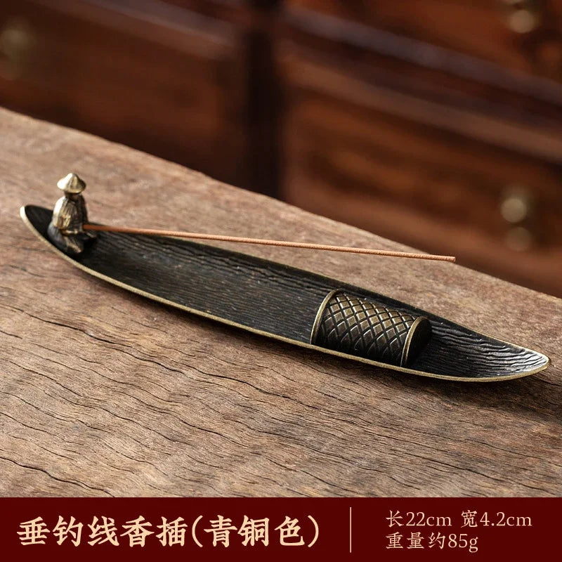 🚣‍♂️ Japanese Style Incense Holder – Old Men Fishing Boat Design | Aromatherapy Stick Burner & Zen Home Decor Ornament | Free Shipping A