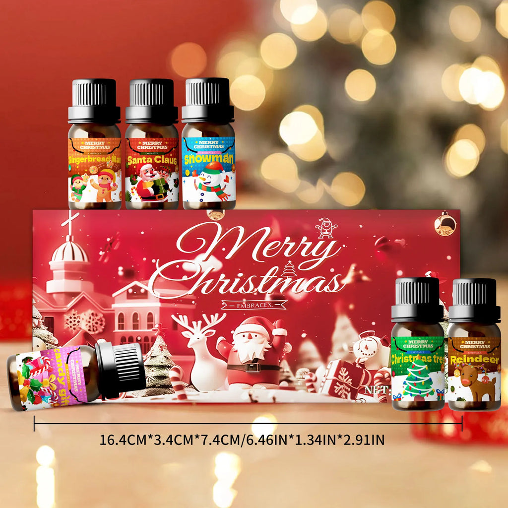 🎄 6PC/1PC 10ML Merry Christmas Essential Oils – Natural Fragrance Oil Gift Set for Christmas Candles, DIY Crafts, Humidifiers﻿