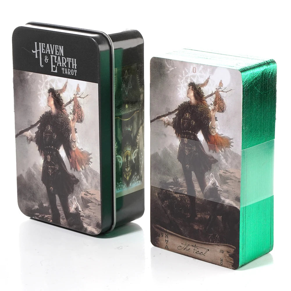 🃏 Adventure Time Tarot Cards – 78 Pcs Deck in Tin Metal Box with Gold-Plated Edges for Divination & Gifts light yellow