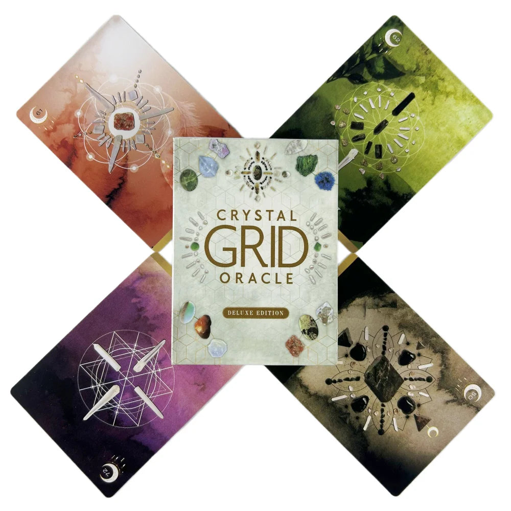 Crystal Grid Oracle Cards - 72-Card Deluxe Deck with Guidebook for Family Fun, Spiritual Growth, and Entertainment