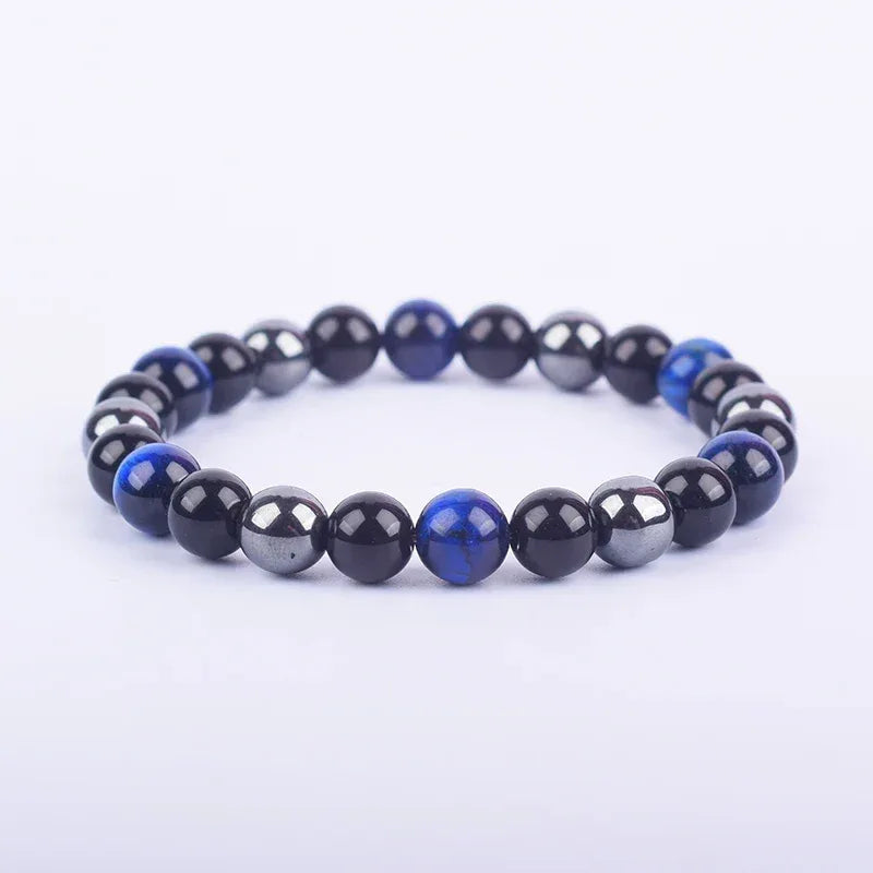 ✨ Magnetic Hematite, Tiger Eye & Obsidian Bracelet – Triple Protection Health Care Stainless Steel Bangle – Perfect Weight Loss Gift for Men & Women 7blue tiger eye