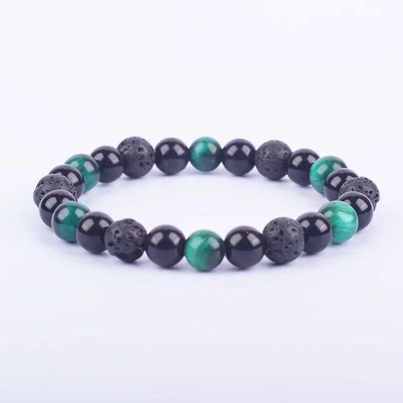 ✨ Magnetic Hematite, Tiger Eye & Obsidian Bracelet – Triple Protection Health Care Stainless Steel Bangle – Perfect Weight Loss Gift for Men & Women 26green tiger eye