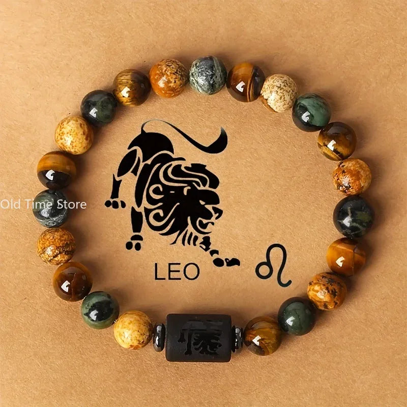 🐅 The "Cosmic Warrior" Zodiac Bracelet: Golden Tiger Eye Constellation Talisman (Men & Women) SZ.