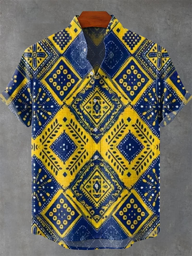 🌊 The Zen-Wave Symmetry Edition: Premium Men’s 3D Graphic Linen Shirt – High-Definition Symmetrical Wave Print, Breathable Organic Cotton-Linen Blend, and Sophisticated Modern-Fit Summer Button-Down FS2413