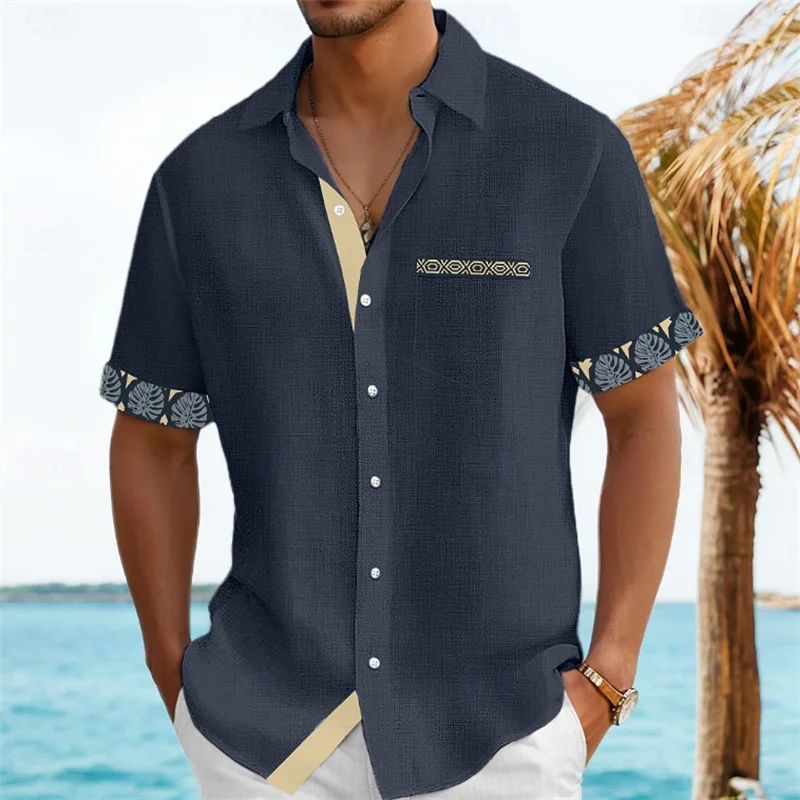 🌍 The Ethno-Block 3D Masterpiece: Premium Men’s Ethnic Color-Block Shirt – High-Definition Digital Print, Breathable Short-Sleeve Button-Down (Hemd Herren), and Sophisticated Resort Silhouette