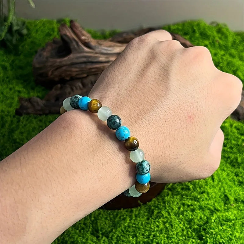 ✨ Natural Stone Symbolic Beaded Bracelet – Unisex Anxiety Relief, Protection, Money Attraction & Spiritual Inner Self-Love Jewelry