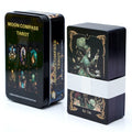 🌙 DMoon Compass Tarot & Del Toro Tarot Deck – 78 Cards | Gilded Edge, Paper Guidebook | Beginner Friendly | Tin Metal Box