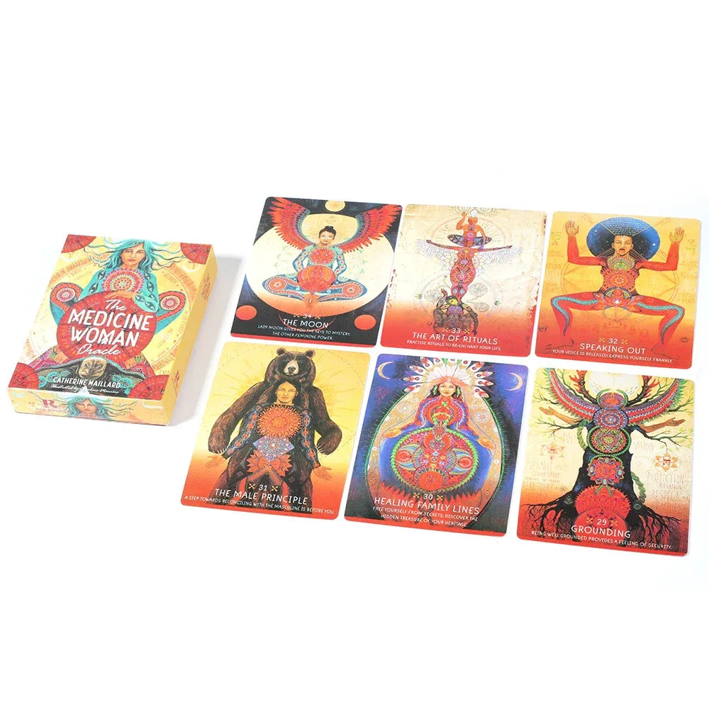 🌿 The Medicine Woman Oracle Deck – Discover the Archetypes of the Divine Feminine | 49 Cards With Guidebook | Family Party & Spiritual Practice Edition