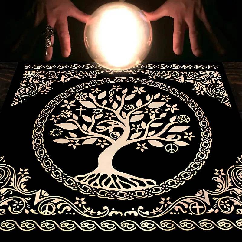 Moon Phase Tarot Card Tablecloth - Gold for Spiritual Readings and Rituals