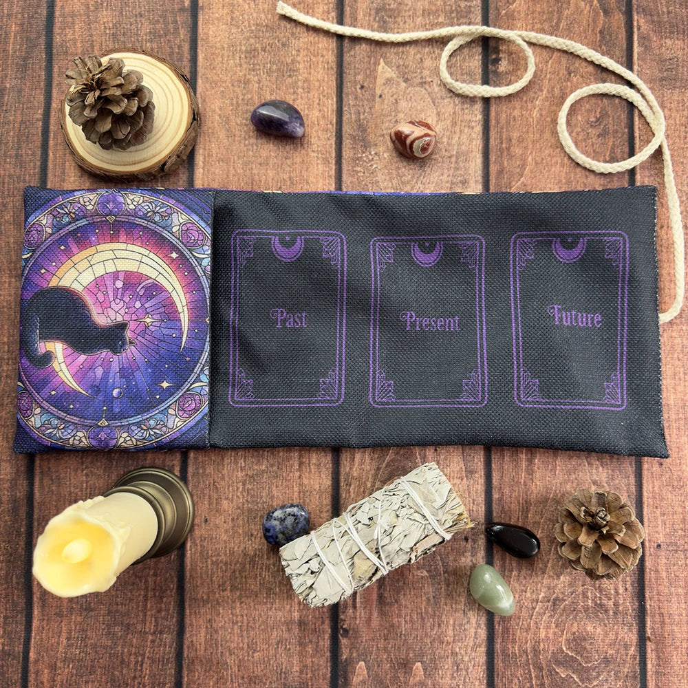 🌙 Moon Starry Sky Witchcraft Cat Tarot Storage Bag – Mystical Tarot & Divination Accessories﻿ ZBD(110) 1PC