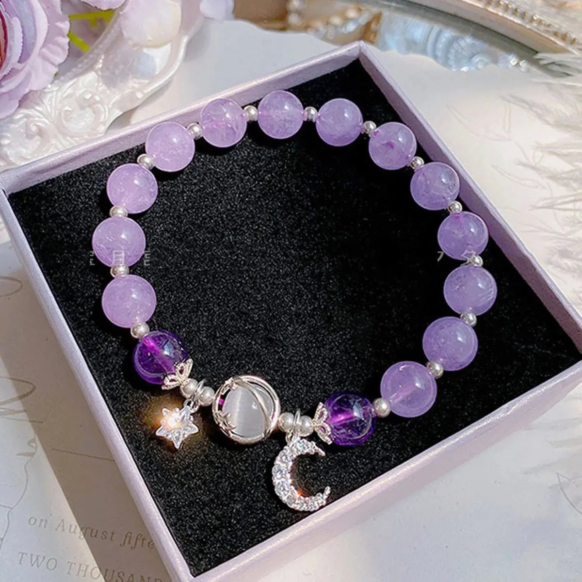 ✨ Starry Cat's Eye Stone Bracelet – Niche Design for Women on Instagram – New Grey Moonlight Star Moon Crystal Jewelry