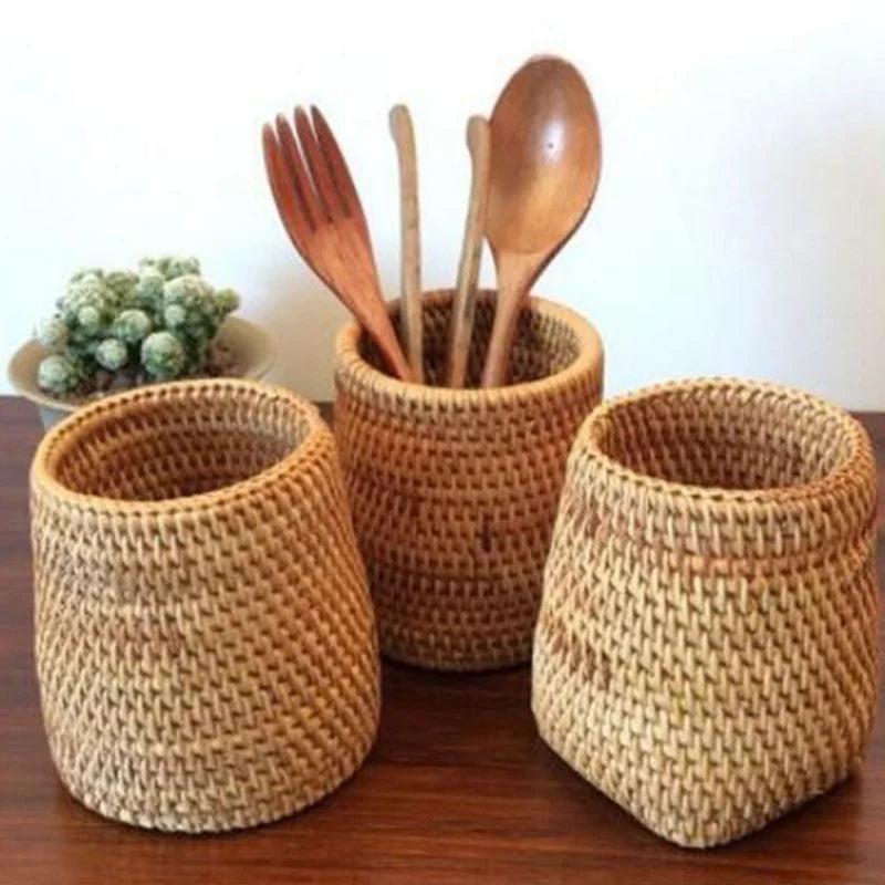 🌿 Natural Autumn Vine Rattan Storage Baskets – Versatile Organizer for Kitchen & Home | Perfect for Cutlery & Tableware | Free Shipping
