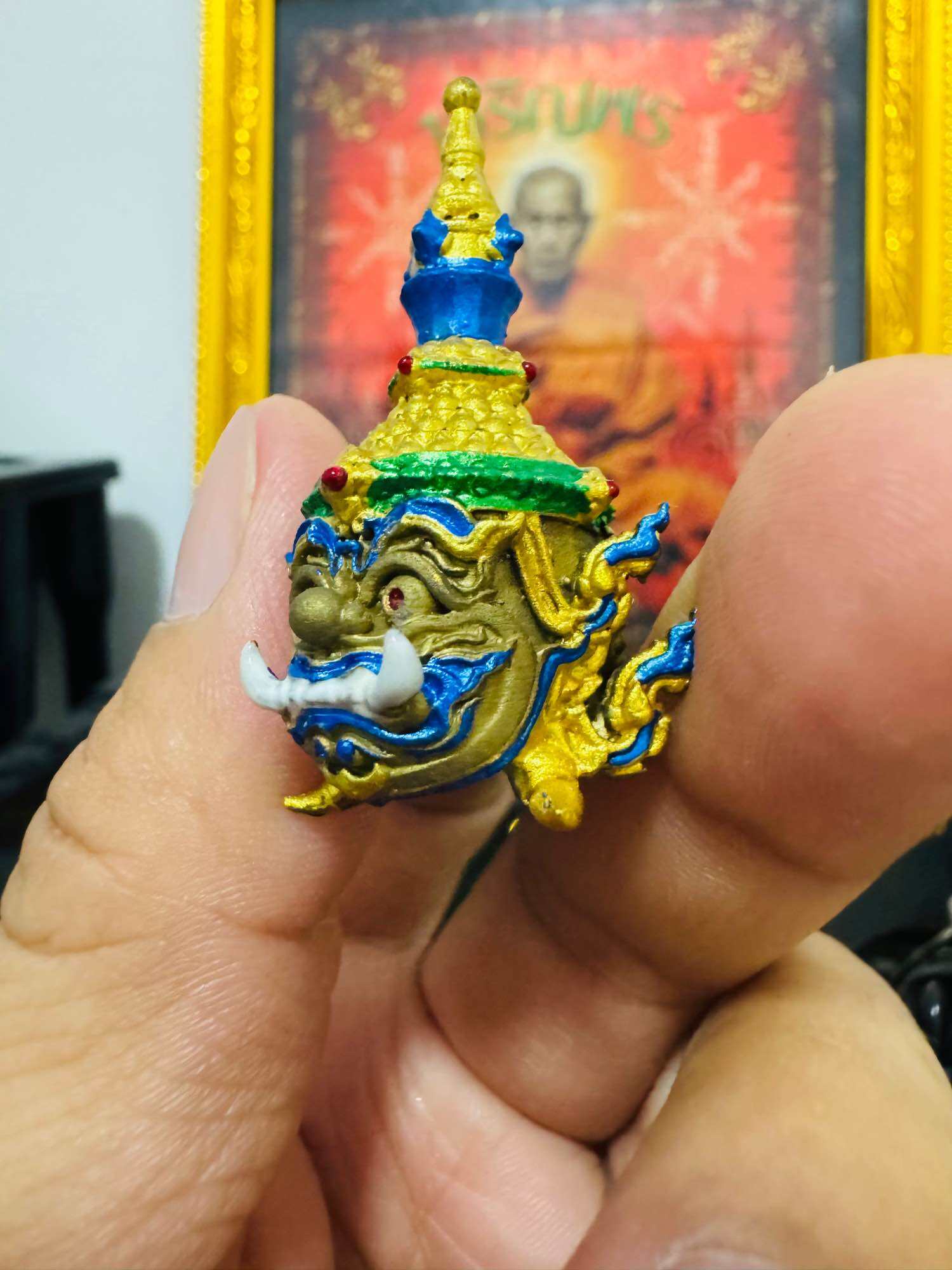 ✨ Authentic Head of Thep Kuvennoi Ariyasap﻿ by Luang Pho Phat Punyakamo, Wat Huay Duan, Nakhon Sawan – Enamel Cast Head with Clear Serial Estamp, Empowered in Multiple Ceremonies ✨