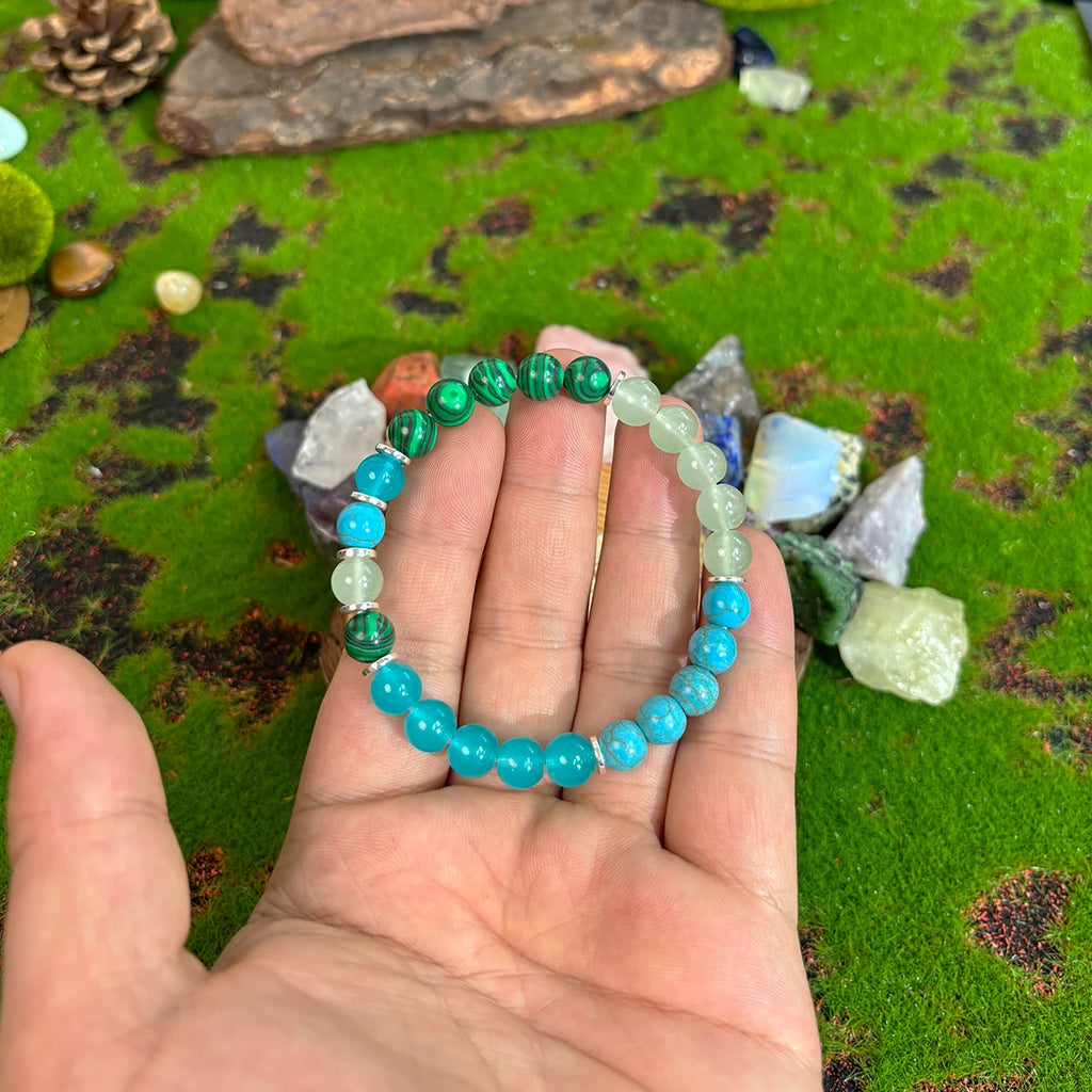 ✨ 8mm Malachite & Turquoise Vitality Bracelet – Stress Relief, Mental Balance & Communication Booster
