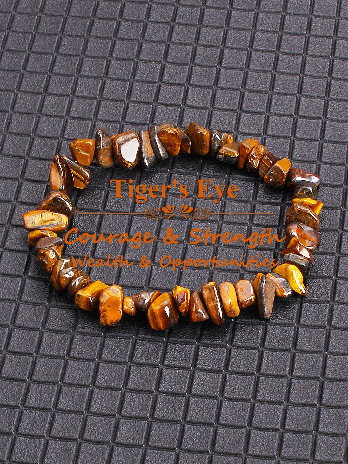 ✨ Natural Gold Color Obsidian Crushed Stone Beads Bracelet – Protection & Deep Grounding Energy Jewelry 1Tiger Eye