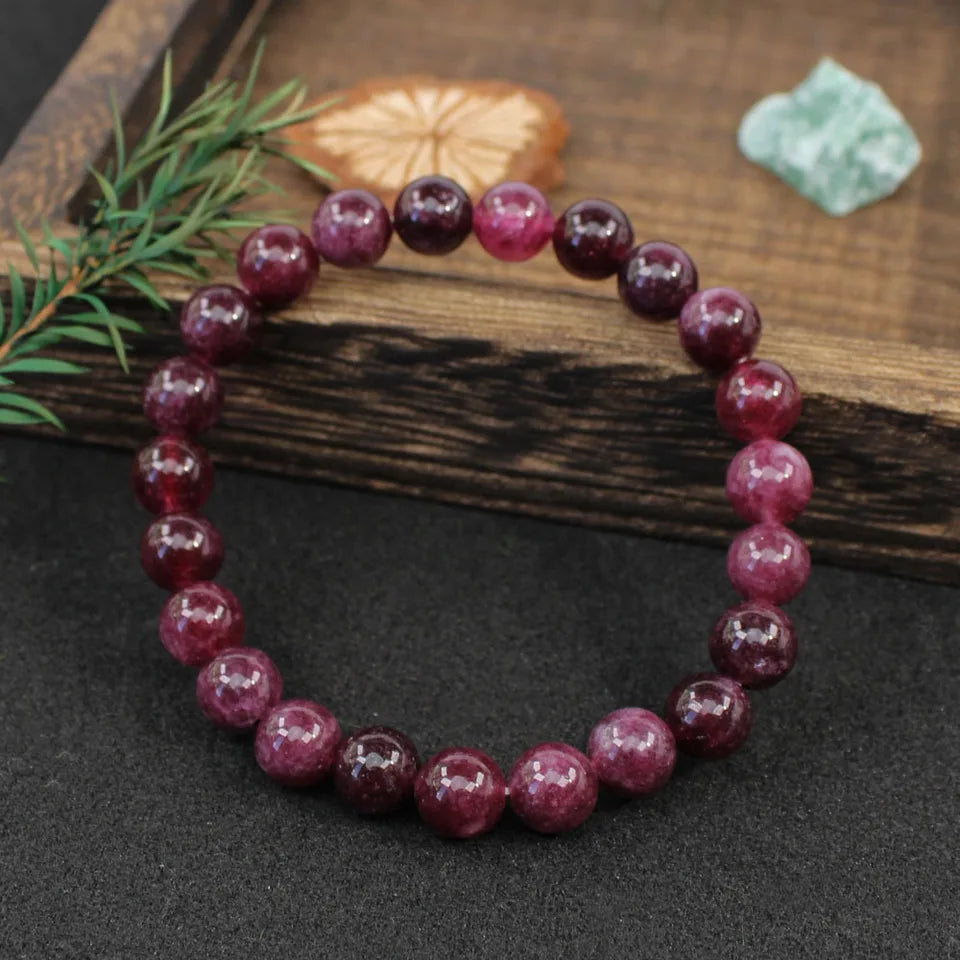 ✨ Garnet Stone Beaded Bracelet for Women – 8mm Natural Stone Jewelry – Elegant and Energizing