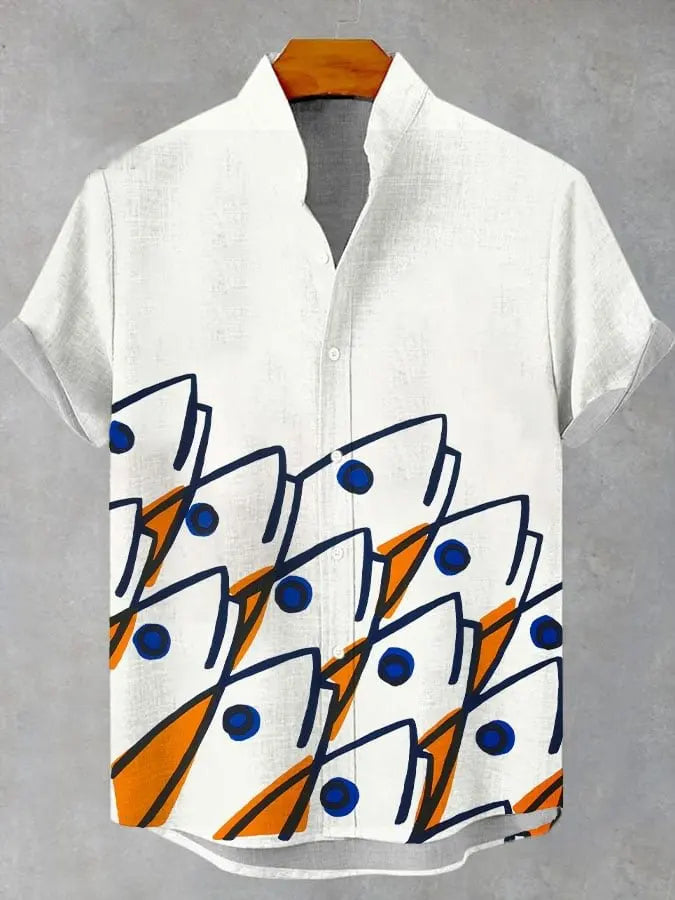 ✨ The Zen-Artisan Fish Print Linen Shirt: Premium Men's Casual Summer Button-Up – High-Definition Artistic Graphics, Breathable Linen-Blend Fabric, and Sophisticated Relaxed Fit SFQQQD2308