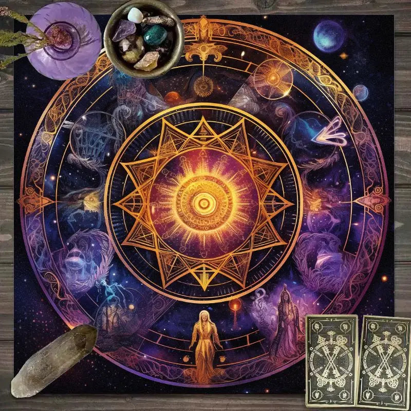 🃏 VIKAMA Star, Moon & Butterfly Tarot Tablecloth – Mysterious Dust-Proof Desk Mat for Tarot Readings, Card Games & Enchanted Home Decoration YLB-666