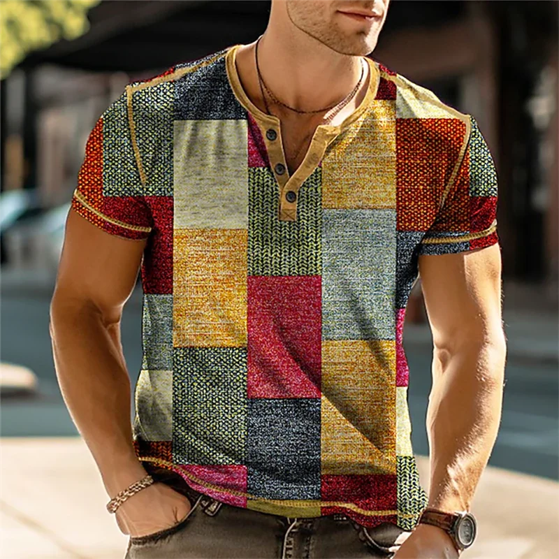 🧱 The Geometric 3D Block Masterpiece: Premium Men's Oversized Vintage Shirt – High-Definition 3D Digital Print, Breathable Short-Sleeve Button-Down, and Sophisticated Streetwear Silhouette