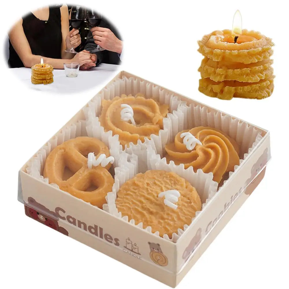 🍪 Christmas Cookie Scented Candle Gift Set – Realistic Biscuit-Shaped Soy & Paraffin Wax Candles | Cozy Gourmand Holiday Decor | 4pcs Set with Charming Xmas Vibes