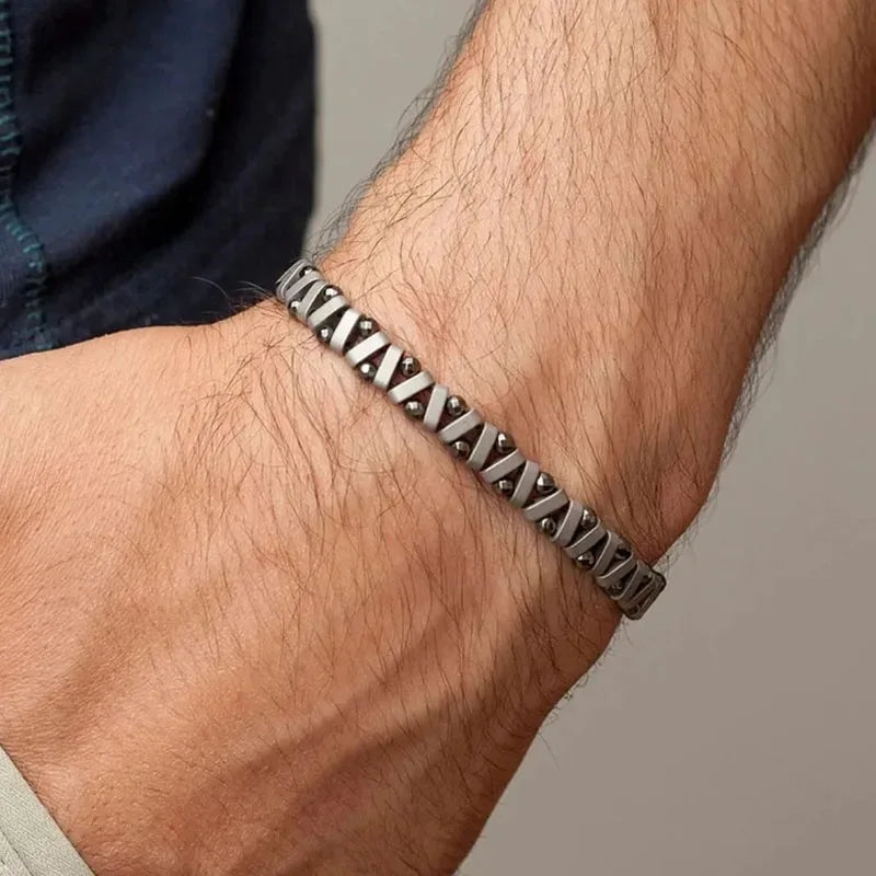 ✨ Men’s & Women’s Extra Strength Black & Copper Magnetic Hematite Bracelet – Powerful Healing & Energy Balance Jewelry S8