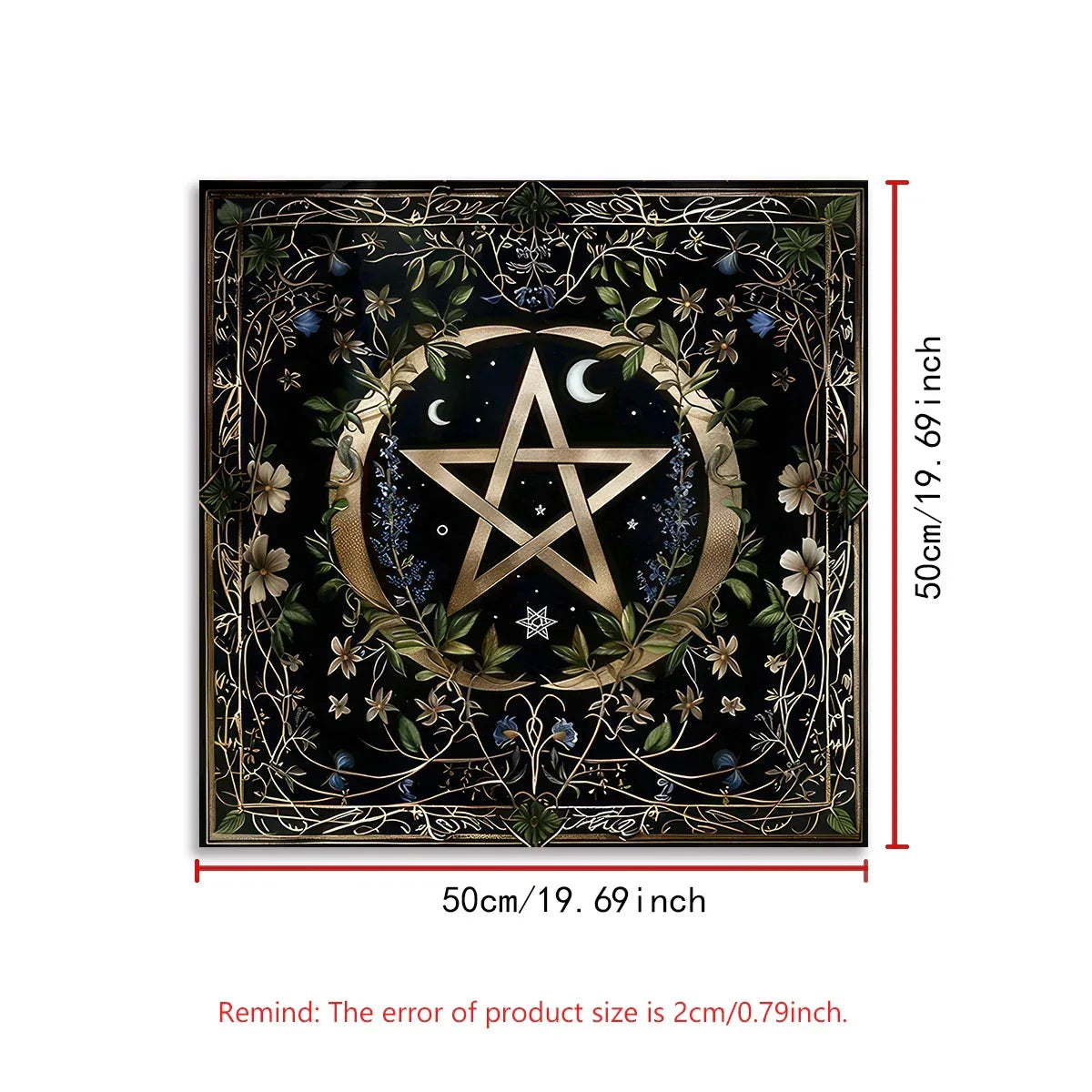 Pentagram Flowers & Plants Tarot Card Tablecloth Polyester Moon Tree of Life Altar Cloth Pagan Starry sky Divination Home Decor