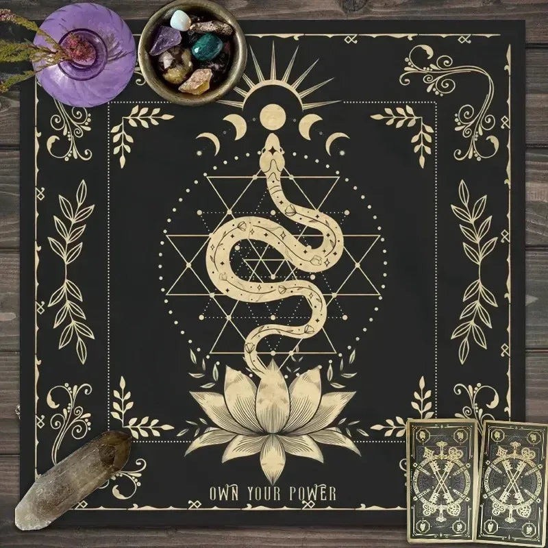 🃏 Mandala Tree of Life Tarot Tablecloth – Sea Velvet Square Butterfly Altar Cloth for Tarot Readings, Terrace Dining & Multi-Purpose Mystic Decor