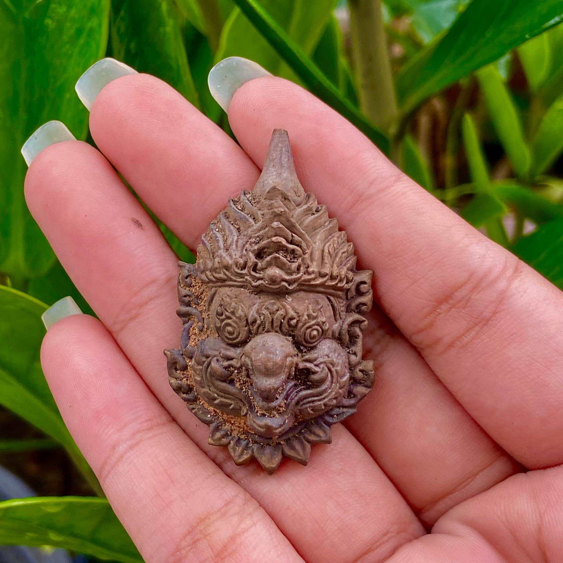 Majestic Thep Phaya Krut Head - Powerful Thai Alloy Casting with 8 Silver Takrut Scrolls by Kruba Ariyachart, Wat Saeng Kaew Phothiyan, 2015 Default Title