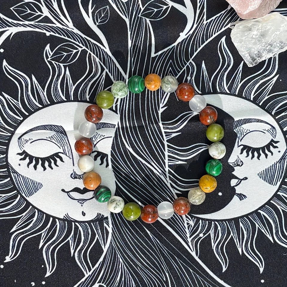 ✨ Peace of Mind Bracelet – 8mm Natural Stone Beads of Malachite, African Turquoise & Green Aventurine