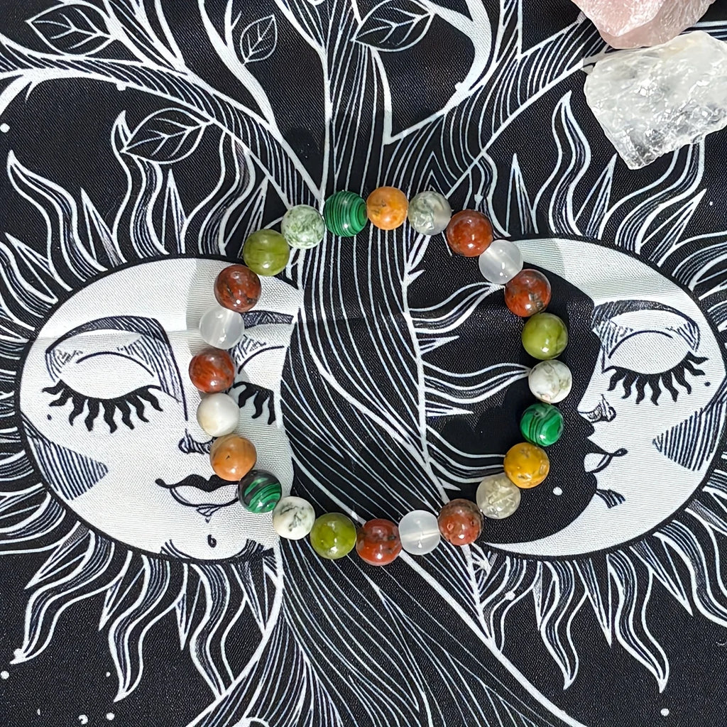 ✨ Peace of Mind Bracelet – 8mm Natural Stone Beads of Malachite, African Turquoise & Green Aventurine
