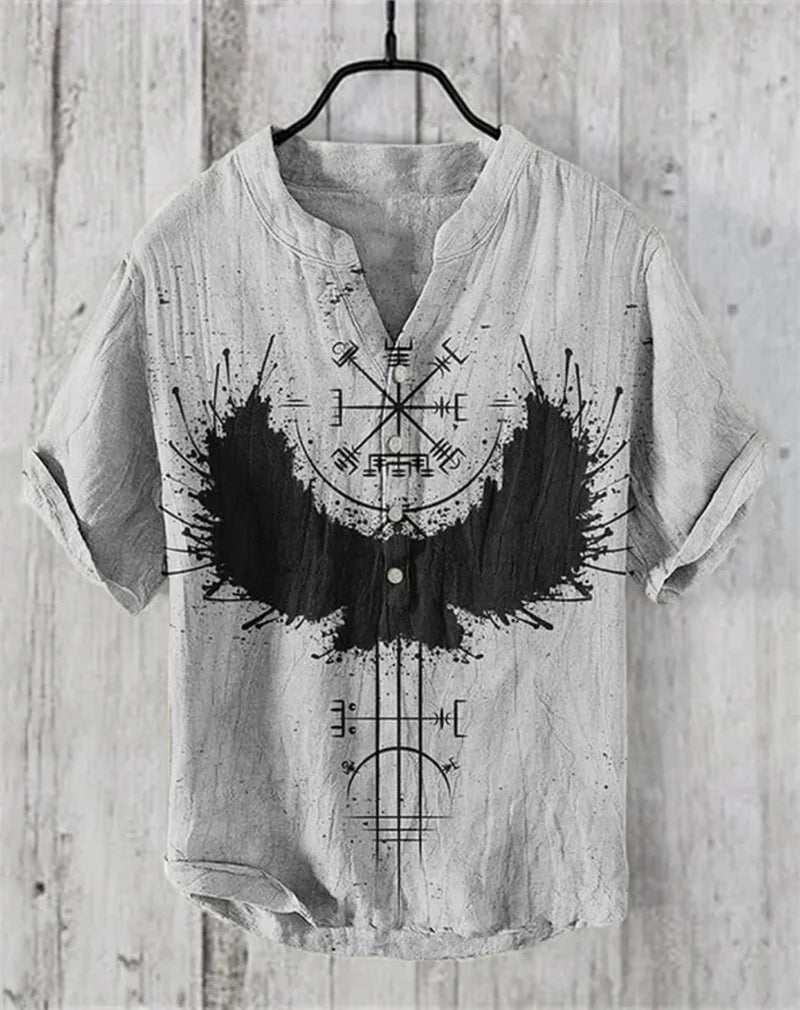 🎨 The Pure Linen Art Edition: Premium Men’s 100% Organic Linen Shirt – High-Definition Digital Art Print, Ultra-Breathable Natural Fiber, and Sophisticated Modern-Fit Summer Button-Down SW8912