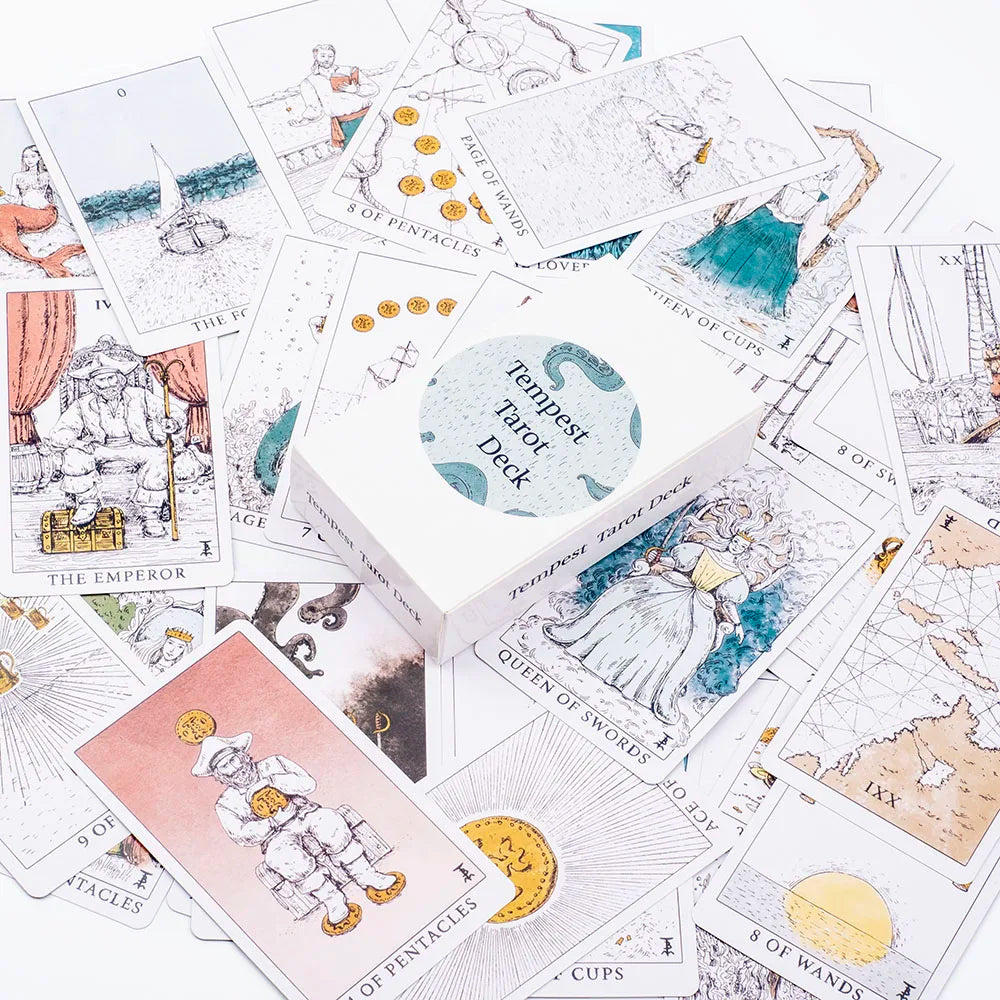 🃏 Tempest Tarot Deck – 78-Card Ocean Themed Deck with Guidebook for Beginners, Party Games, and Divination