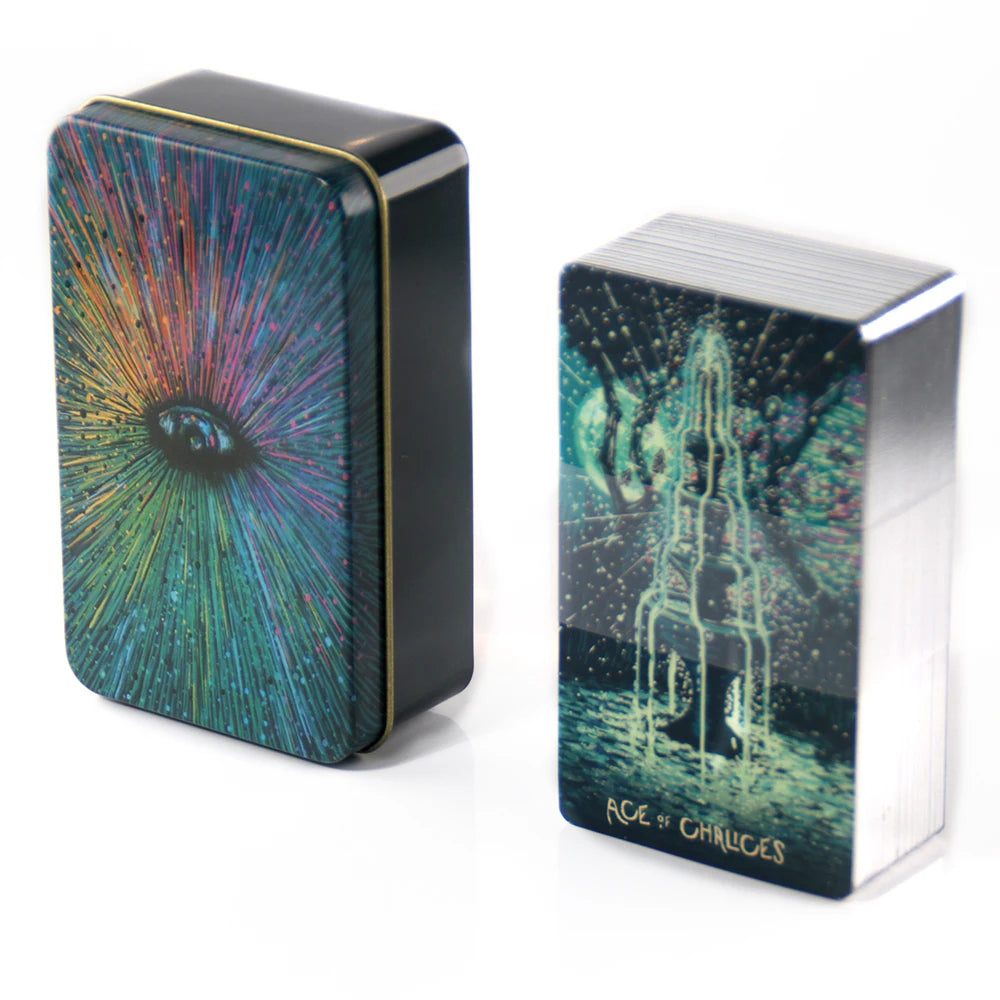 🃏 Adventure Time Tarot Cards – 78 Pcs Deck in Tin Metal Box with Gold-Plated Edges for Divination & Gifts WHITE