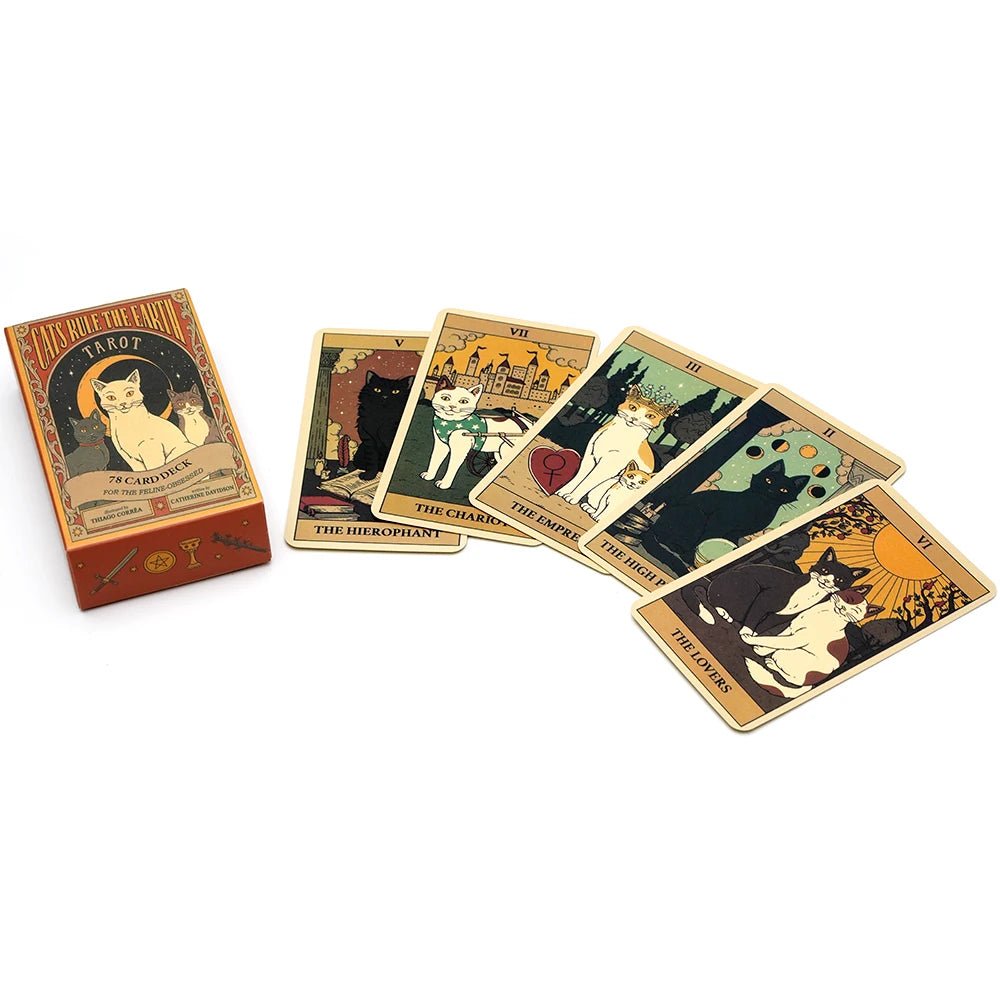 🃏 Cats Rule the Earth Tarot – 78‑Card Deck with Guidebook for Divination, Oracle Insight & Fun Board Games