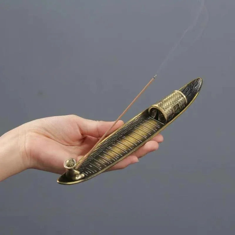 🚣‍♂️ Japanese Style Incense Holder – Old Men Fishing Boat Design | Aromatherapy Stick Burner & Zen Home Decor Ornament | Free Shipping