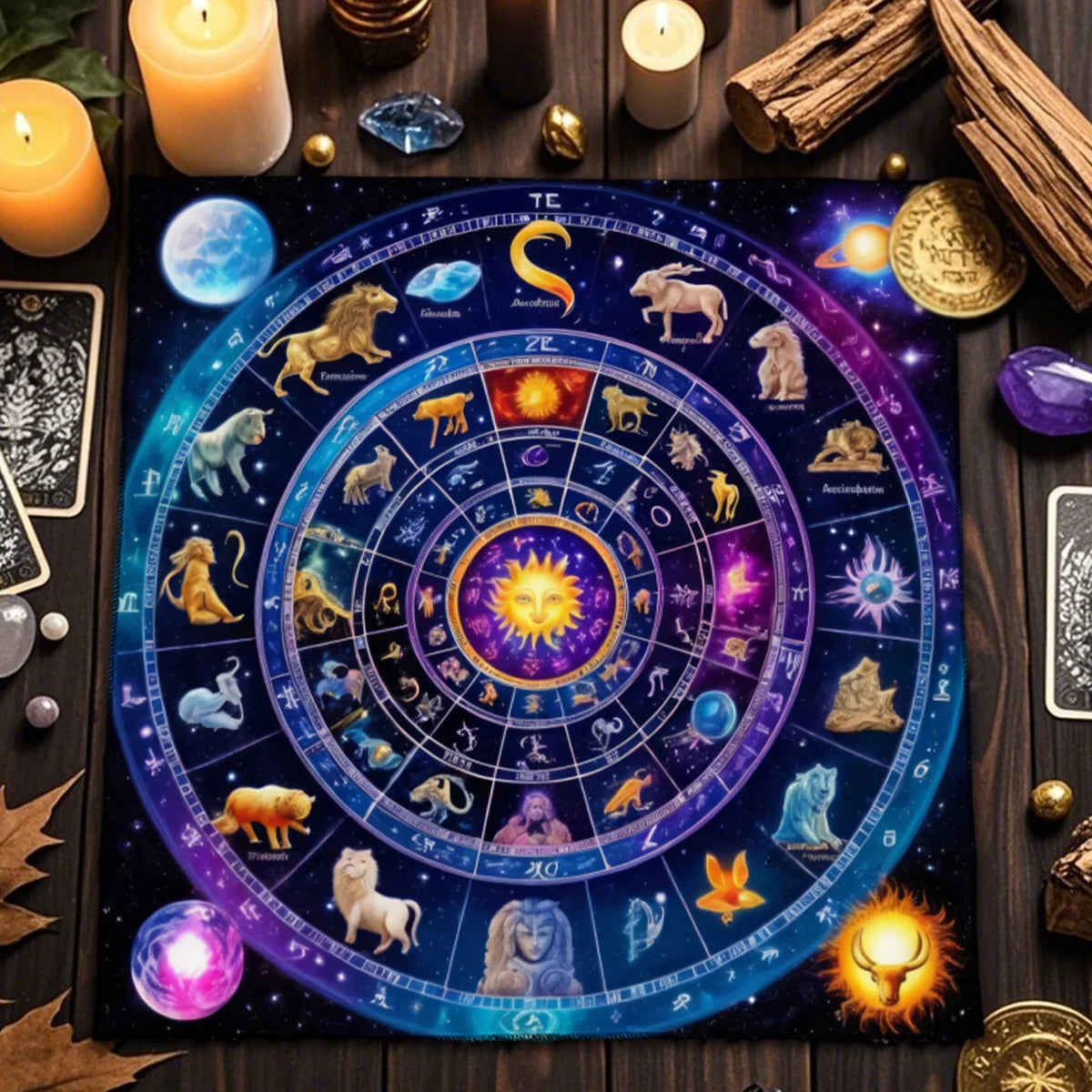 🃏 Starry Sky Zodiac Tarot Tablecloth – Twelve Constellations Astrological Altar Cloth for Divination, Rituals & Mystic Tarot Readings TLB (873)