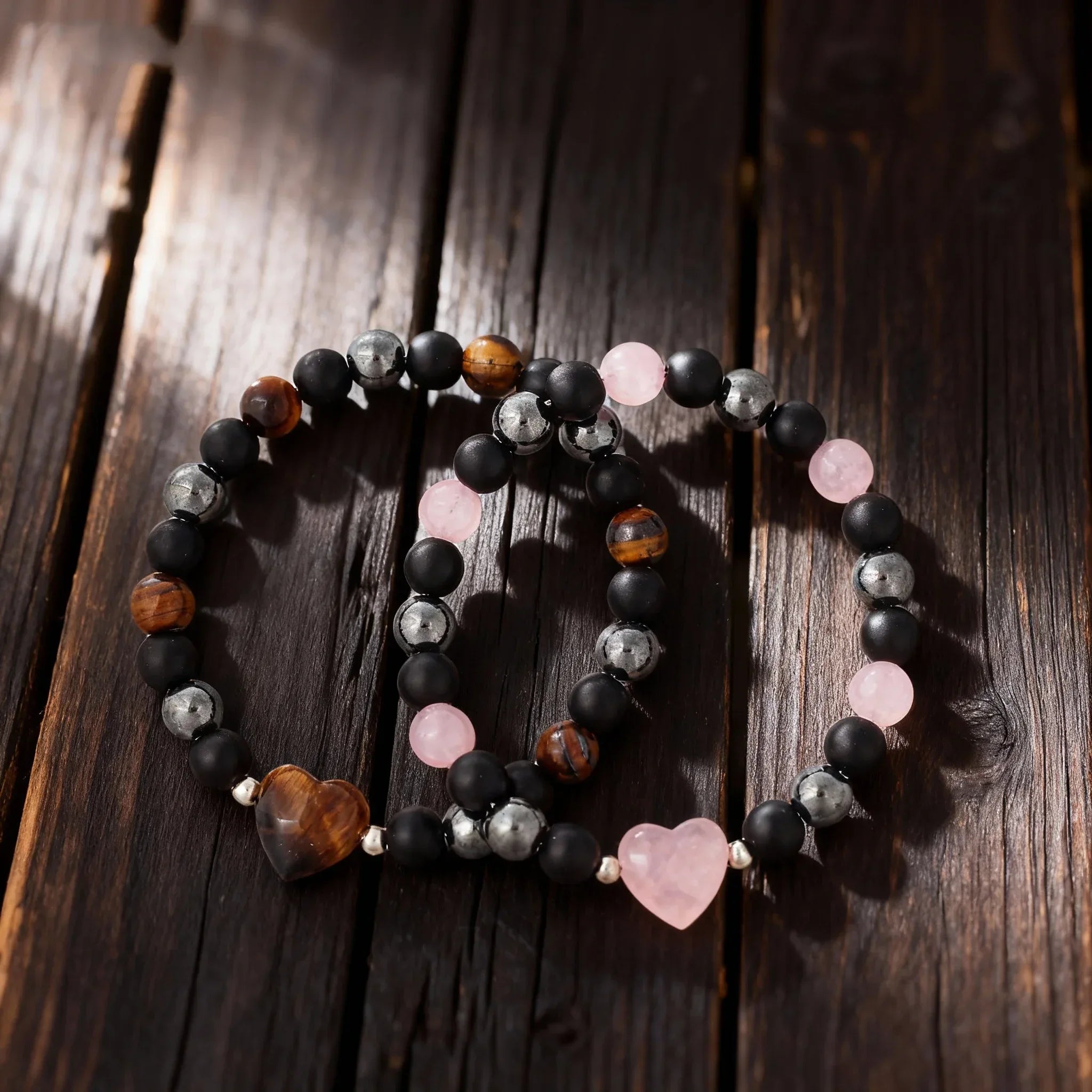 ✨ Luxury Winter Jewelry – Black, Yellow & Silvery Tiger’s Eye Hematite Brazaletes – High-Quality Natural Stone Bracelets for Family Gatherings