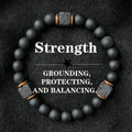 ✨ Creative Square Volcanic Stone and Round Men's Bracelet – Elegant Autumn Black Jewelry – Perfect Brother’s Christmas Gift & Daily Pulsera Hombre