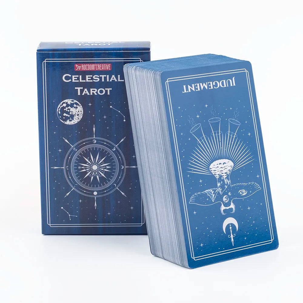 ✨ Celestial Tarot Deck – 78 Cards | Cosmic & Mystical Divination Deck | Zodiac & Astrology Inspired | Compact 10.3 x 6 cm Size | Board Game & Meditation Use | English Guidebook Included