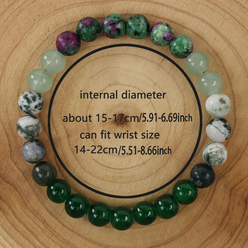 ✨ Natural Agate Stone Bracelet – Unisex Round Green Bead Bracelet – Elegant Daily Decoration & Perfect Christmas Jewelry Gift