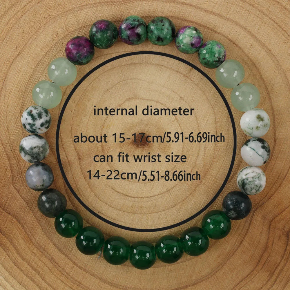 ✨ Natural Agate Stone Bracelet – Unisex Round Green Bead Bracelet – Elegant Daily Decoration & Perfect Christmas Jewelry Gift