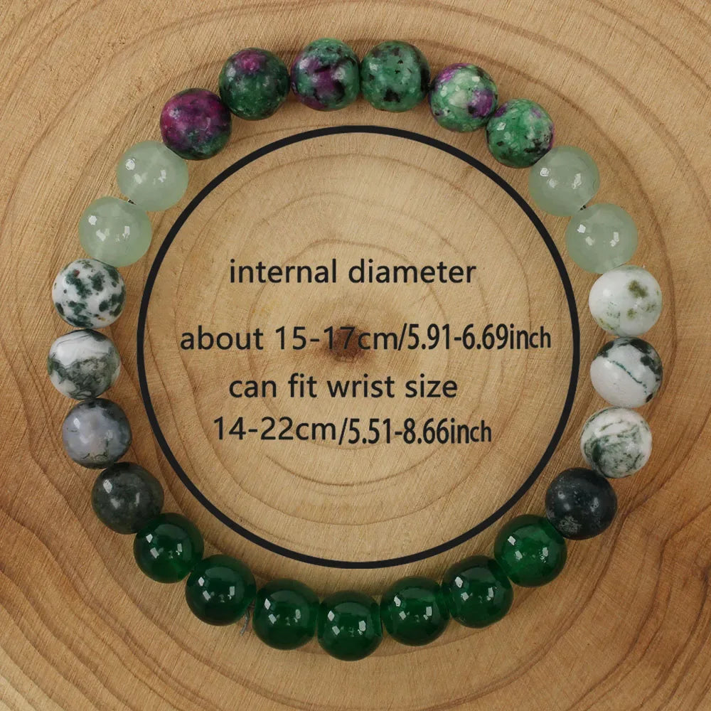 ✨ Natural Agate Stone Bracelet – Unisex Round Green Bead Bracelet – Elegant Daily Decoration & Perfect Christmas Jewelry Gift