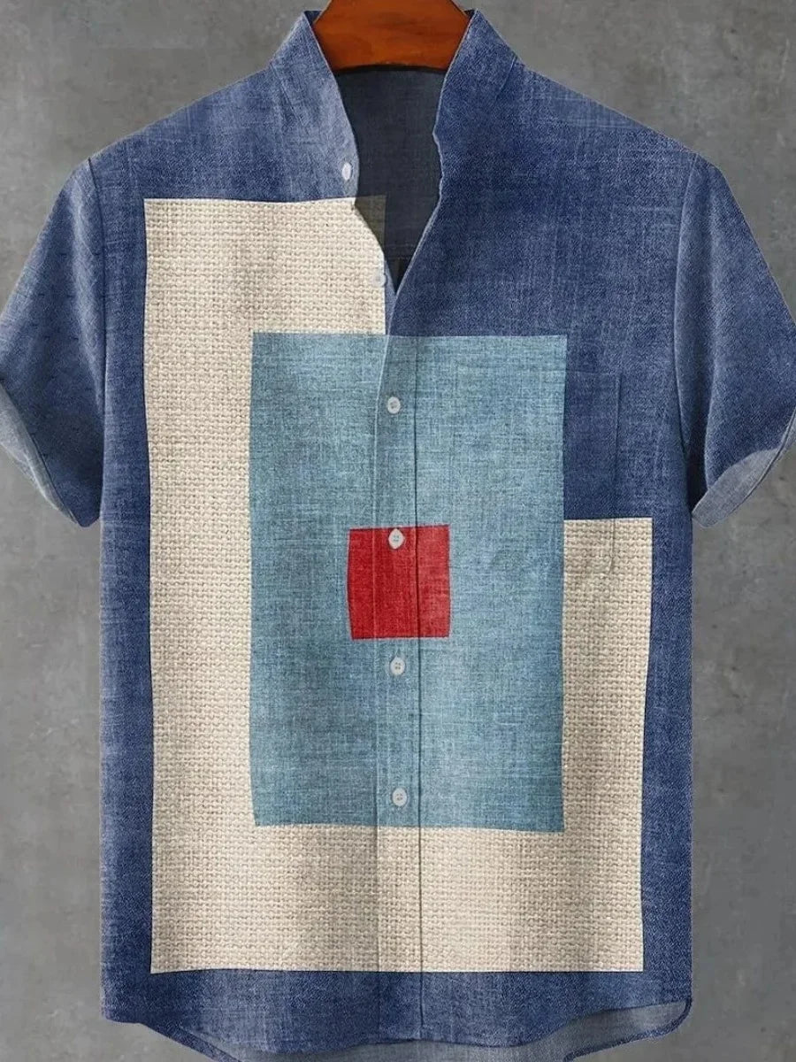 🎨 The Label-Art Heritage Edition: Premium Men’s Artistic Linen Shirt – High-Definition Graphic Label Print, Breathable Organic Cotton-Linen Blend, and Sophisticated Modern-Fit Casual Button-Down ZQ181
